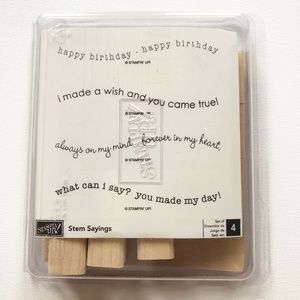 STAMPIN' UP! Stamps Wood Rubber Sets "Stem Sayings" New, Unmounted